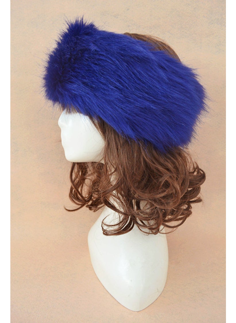 Generic - Imitation leather straw hat ring European and American popular headgear imitation fox fur head ring fur fur head ring hat factory wholesale Lake Blue - Image 1