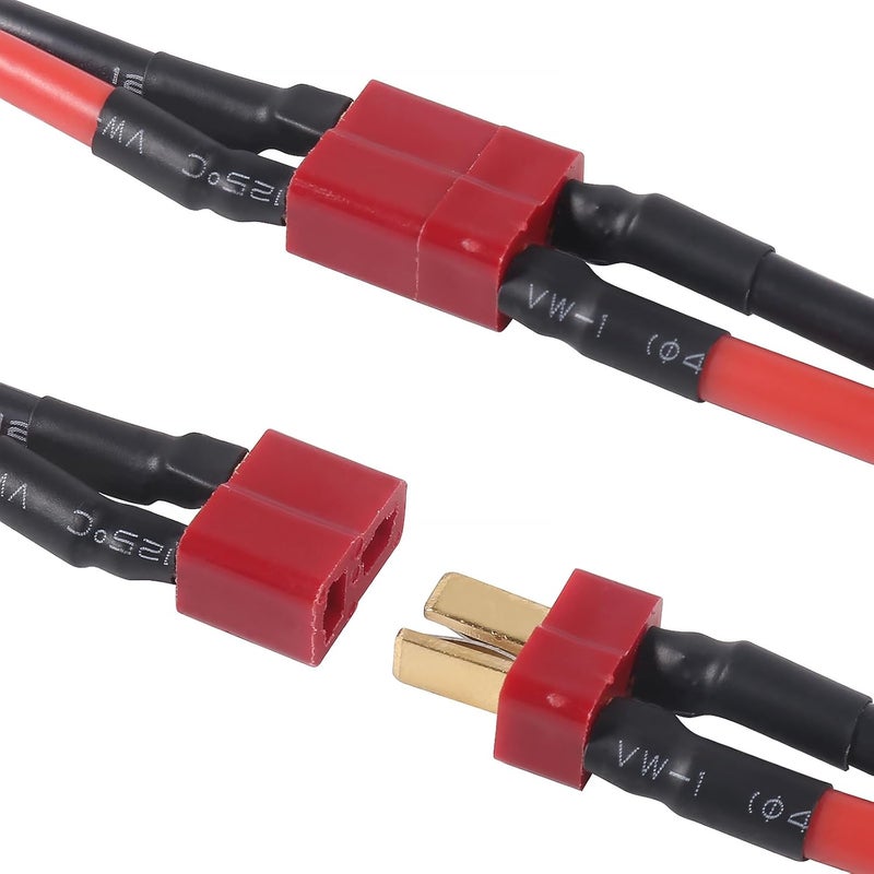 MELIFE 10 Pairs T Plug Connector Female and Male Deans with 12AWG Silicon Wire 55mm for RC Lipo Battery Cable Drone 10 Female and 10 Male - Image 5