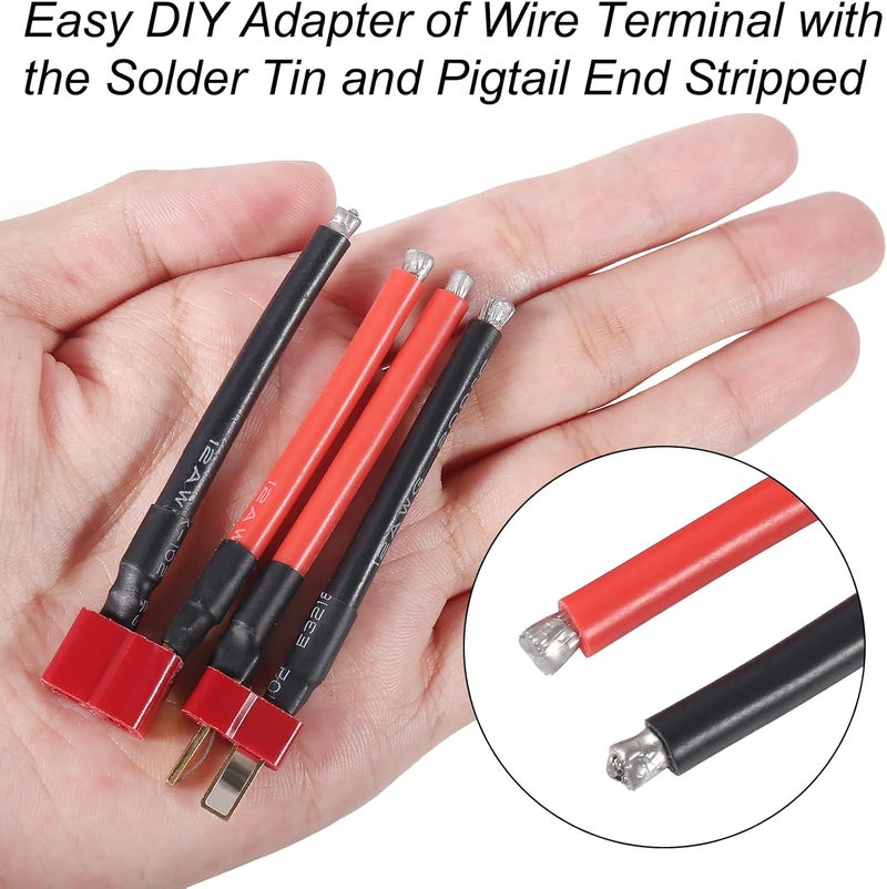 MELIFE 10 Pairs T Plug Connector Female and Male Deans with 12AWG Silicon Wire 55mm for RC Lipo Battery Cable Drone 10 Female and 10 Male - Image 4