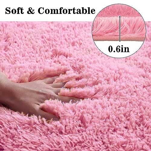 Eanpet Pink Bathroom Rugs Sets 3Piece Bath Mat Solid Bath Rug Floor Mats Washable Shower Rug with U-Shaped Contour Rug Toilet Lid Cover - Image 3