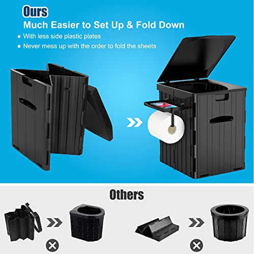 PAHTTO XL Portable Toilet for Adults, Extra Large 15.4"H Foldable Camping with Detachable Phone Shelf and Paper Holder, Waterproof Porta Potty Lid Camping, Hiking, Long Road Trips, Car - Image 5