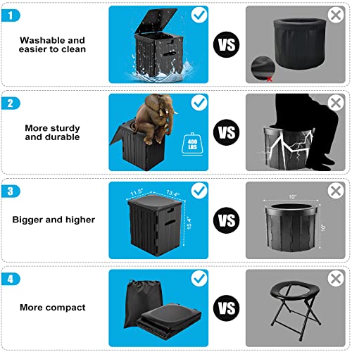 PAHTTO XL Portable Toilet for Adults, Extra Large 15.4"H Foldable Camping with Detachable Phone Shelf and Paper Holder, Waterproof Porta Potty Lid Camping, Hiking, Long Road Trips, Car - Image 4