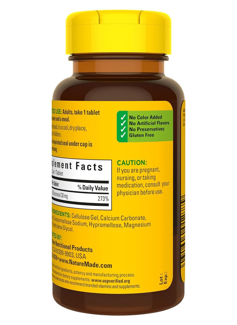 Nature Made - Zinc 30 Mg Dietary Supplement For Immune Health And Antioxidant Support 100 Tablets 100 Day Supply - Image 1