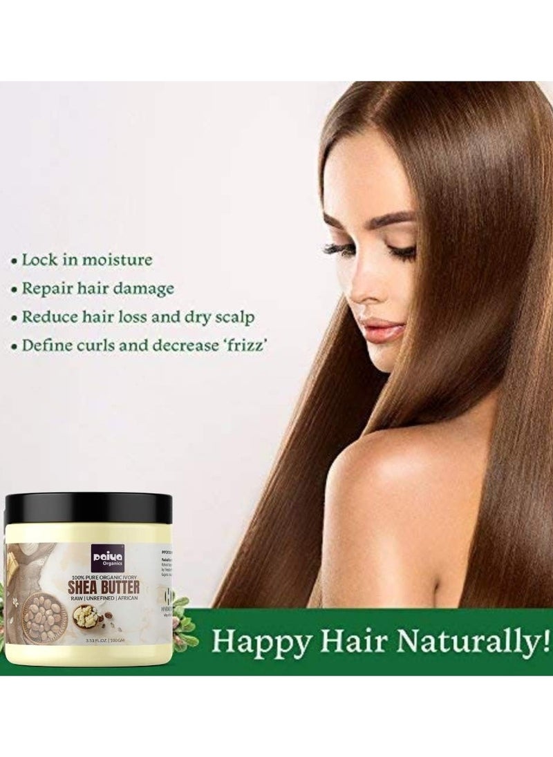 Paiya Organics - 200g Raw Unrefined Organic Shea Butter For Skin Face Hair and Stretch Marks - Image 1