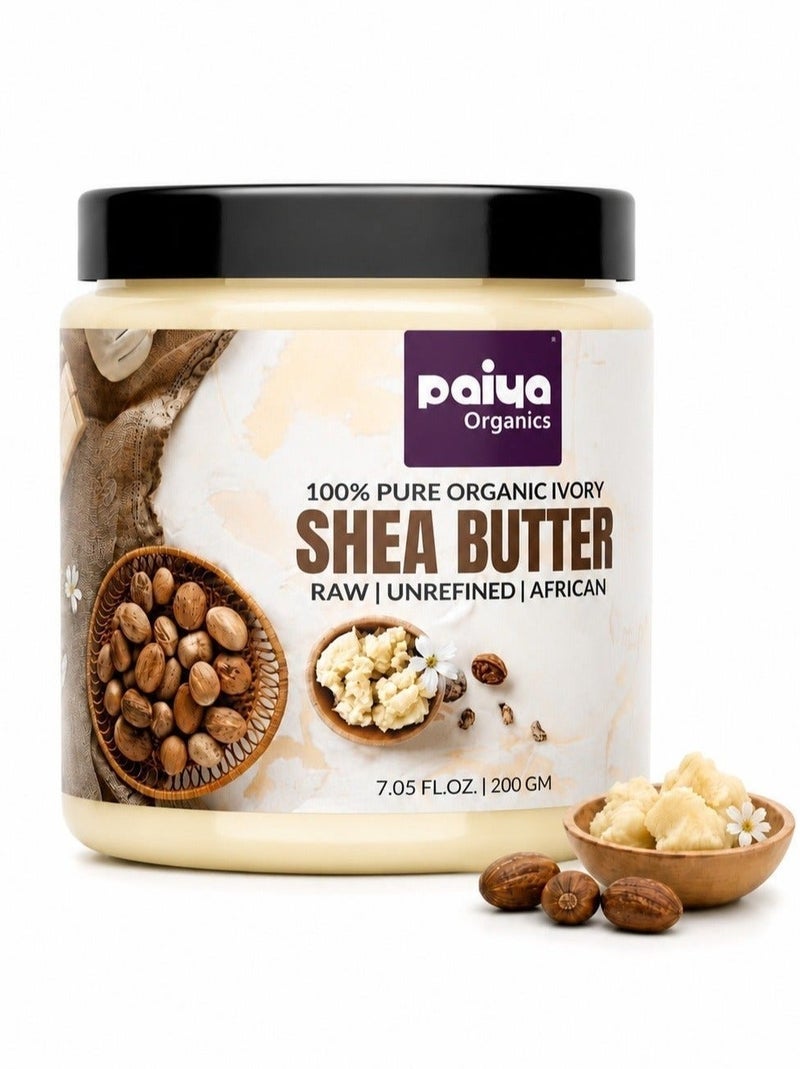 Paiya Organics Shea Butter 200g, Raw & Unrefined African Shea Butter For Skin Face Hair - Image 1