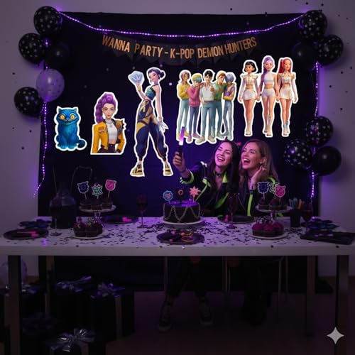 Wanna Party Kpop Demon Hunters Birthday Decoration- Pack of 5 Theme Party Cutouts for Kpop Party Supplies - Image 2