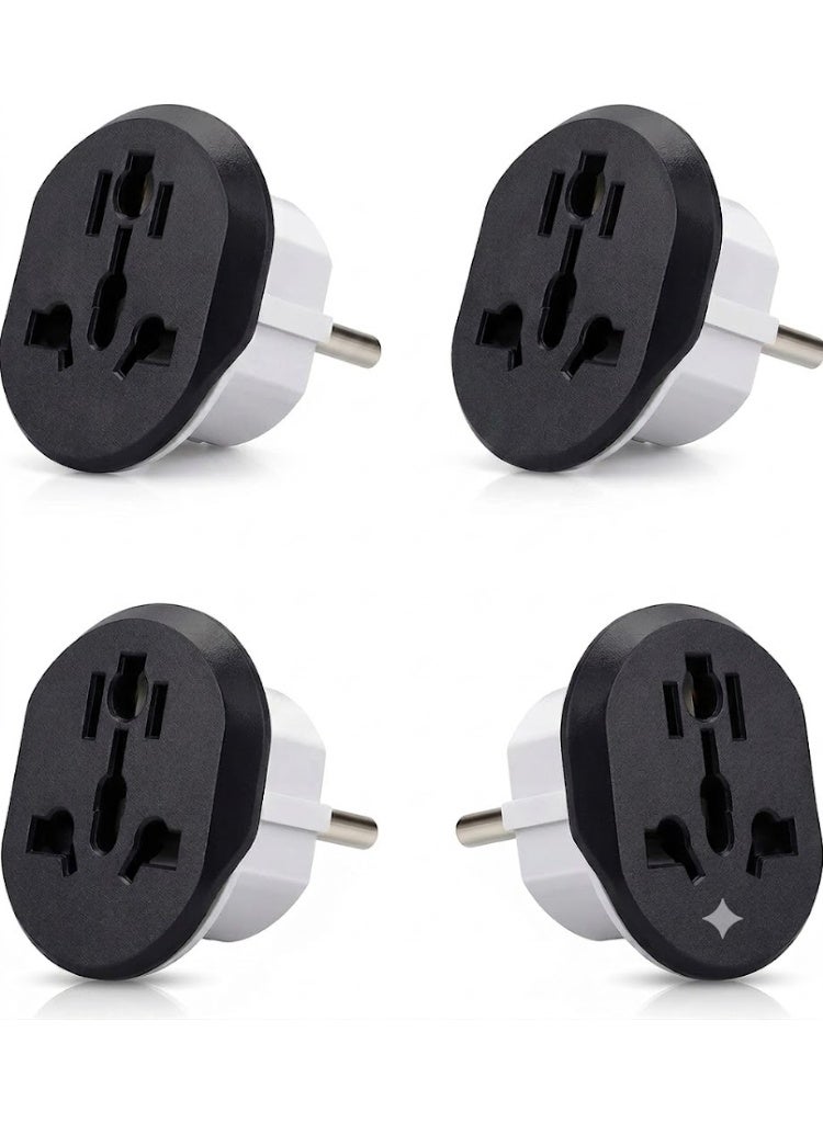 ADAK European Plug Adapter 4 Pack, US UK UAE AU CN to EU Plug Adapter Type E/F, Travel Adapter for Europe, Germany France Spain Italy, Universal European Power Plug Converter, 16A 250V Safety Adapter - Image 1