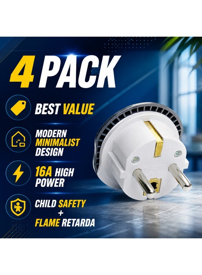 ADAK European Plug Adapter 4 Pack, US UK UAE AU CN to EU Plug Adapter Type E/F, Travel Adapter for Europe, Germany France Spain Italy, Universal European Power Plug Converter, 16A 250V Safety Adapter - Image 2