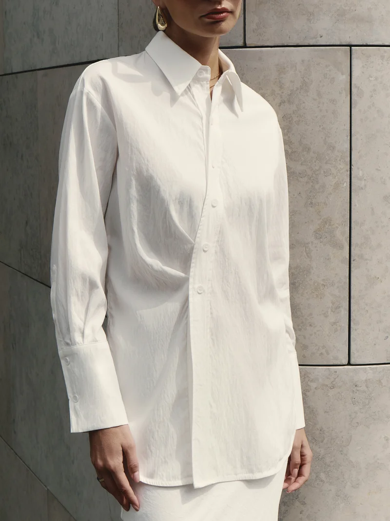 ليتشي قميص فضفاض مع طيات في الأمام