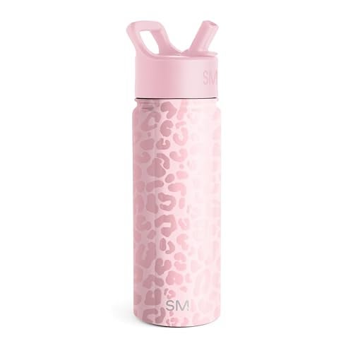 Simple Modern Kids Summit Water Bottle with Straw Lid Vacuum Insulated Stainless Steel Reusable Leak Proof BPAFree Cup for School 20oz Blush Leopard - Image 1