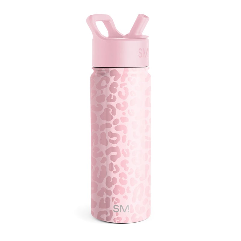 Simple Modern Kids Summit Water Bottle with Straw Lid Vacuum Insulated Stainless Steel Reusable Leak Proof BPAFree Cup for School 20oz Blush Leopard - Image 2