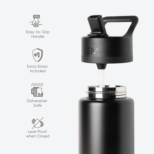 Simple Modern Kids Summit Water Bottle with Straw Lid Vacuum Insulated Stainless Steel Reusable Leak Proof BPAFree Cup for School 20oz Blush Leopard - Image 3