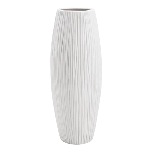 D'vine Dev 11 Inch White Ceramic Flower Vase, Waterfall Textured Vase for Home Decor, VS-WF-A-2 - Image 1