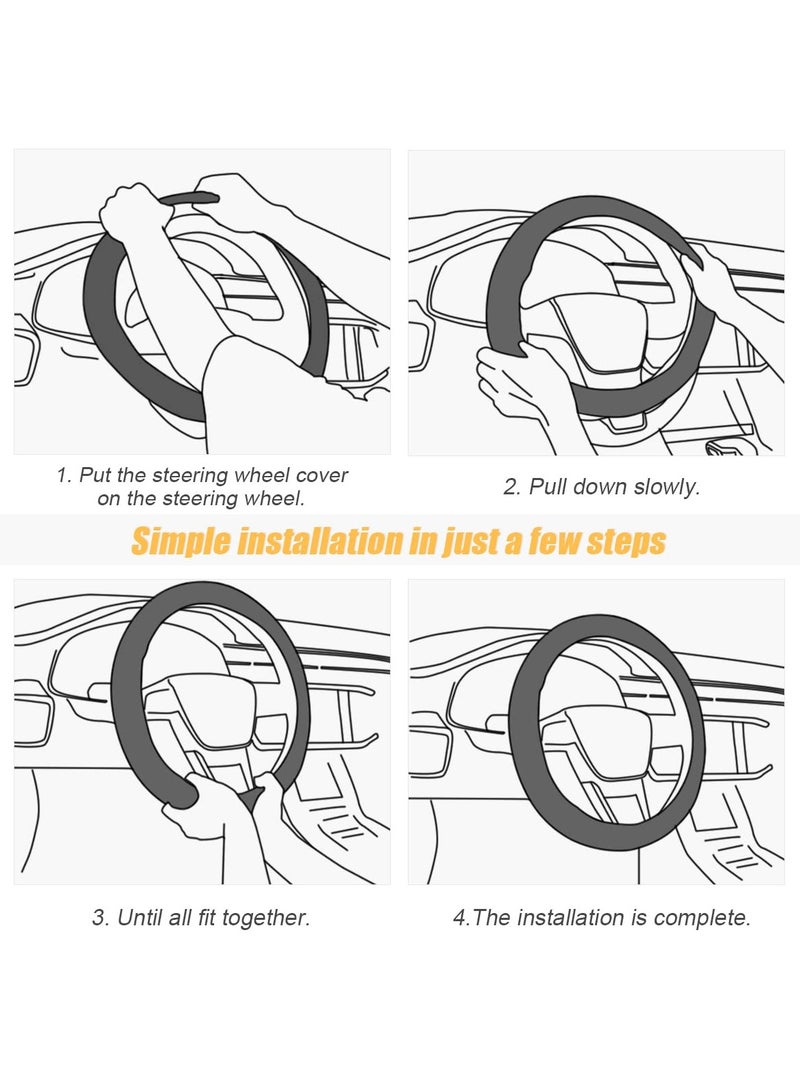 Carbon Fiber Car Steering Wheel Cover, Universal 15 inch Breathable Anti Slip Steering Wheel Covers, Car Interior Accessories for Men and Women, Fit for Most Car, Trucks, SVU (Black) - Image 4