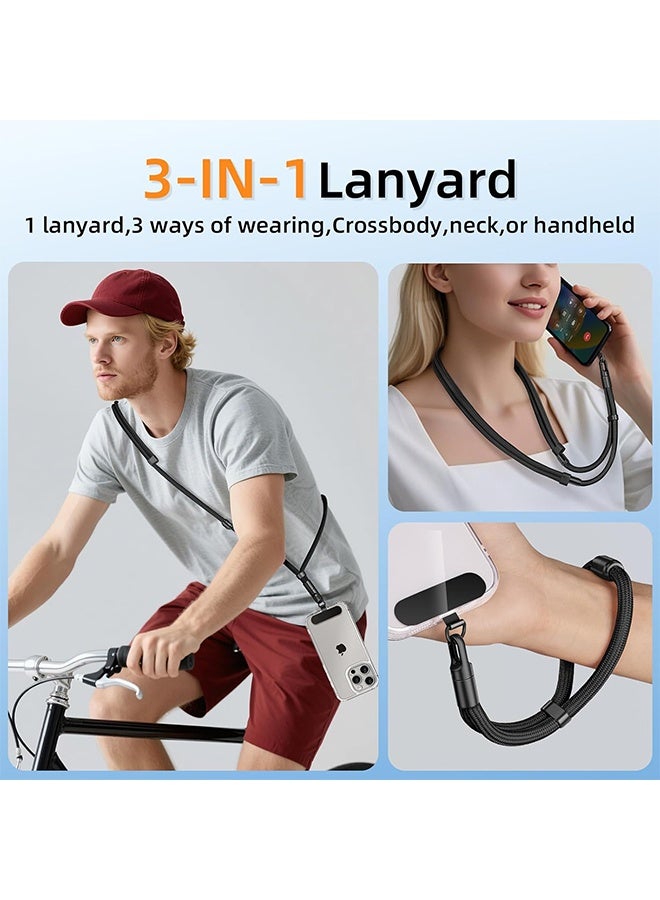 3-in-1 Cell Phone Lanyard, Adjustable Universal Crossbody Phone Lanyard Compatible with Most Smartphones (Black) - Image 2