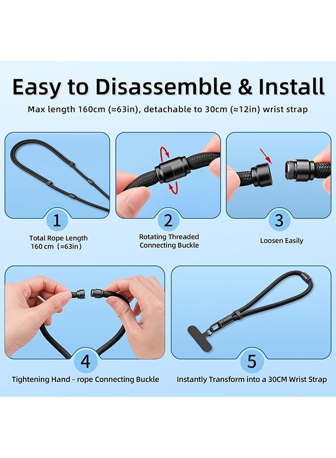 3-in-1 Cell Phone Lanyard, Adjustable Universal Crossbody Phone Lanyard Compatible with Most Smartphones (Black) - Image 3