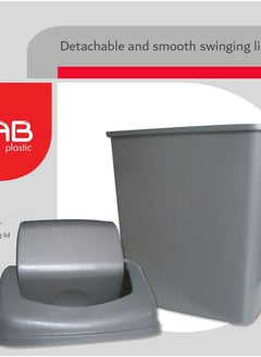 GAB Plastic GAB Plastic, Waste Bin With Swinging Lid, 8 Liters, Plastic Trash Can, for Home, Office and Garden, Recycled Plastic, Sturdy and Durable.  - Image 2