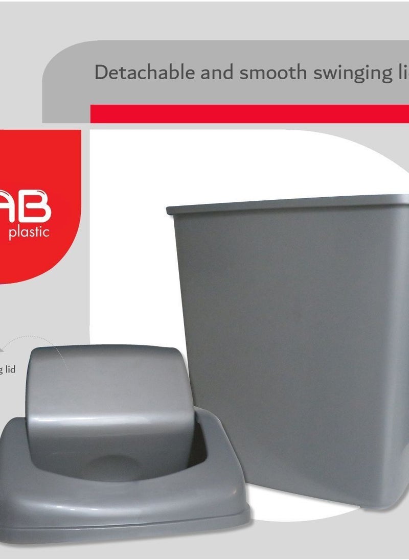 GAB Plastic - GAB Plastic, Waste Bin With Swinging Lid, 8 Liters, Plastic Trash Can, for Home, Office and Garden, Recycled Plastic, Sturdy and Durable. - Image 1