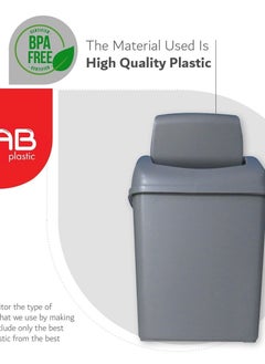 GAB Plastic GAB Plastic, Waste Bin With Swinging Lid, 8 Liters, Plastic Trash Can, for Home, Office and Garden, Recycled Plastic, Sturdy and Durable.  - Image 3