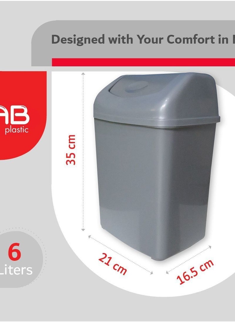 GAB Plastic - GAB Plastic, Waste Bin With Swinging Lid, 8 Liters, Plastic Trash Can, for Home, Office and Garden, Recycled Plastic, Sturdy and Durable. - Image 1