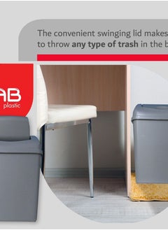 GAB Plastic GAB Plastic, Waste Bin With Swinging Lid, 8 Liters, Plastic Trash Can, for Home, Office and Garden, Recycled Plastic, Sturdy and Durable.  - Image 4