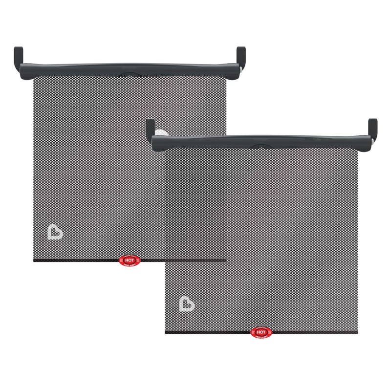 Munchkin Brica Sun Safety Car Window Shade with Heat Alert, Helps Block UVA/UVB Rays, 2 Pack, Black - Image 1