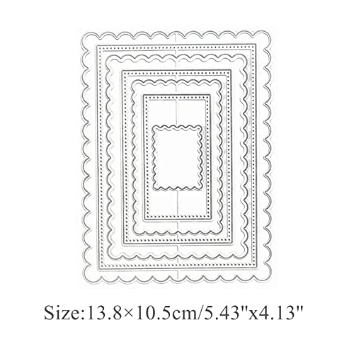 hinana 7pcs/Set Rectangle Frame Metal Die Cuts, Scallops Stitched Nesting Tag Background Cutting Dies for DIY Scrapbooking Album Decorative Embossing Paper Card Making - Image 2