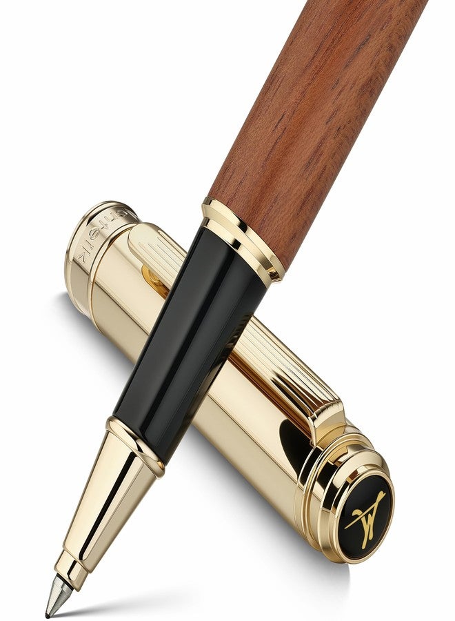 MCNTEIK 316 Luxury Journaling Pen, Nice Natural Wood for Writing, 24K Gold Accents, Schmidt refill, Fancy Rollerball, Gift Set for Men & Women, Executive & Professional Christmas Office, Pens-Rosewood - Image 1