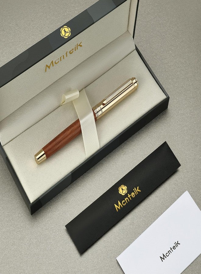 MCNTEIK 316 Luxury Journaling Pen, Nice Natural Wood for Writing, 24K Gold Accents, Schmidt refill, Fancy Rollerball, Gift Set for Men & Women, Executive & Professional Christmas Office, Pens-Rosewood - Image 2