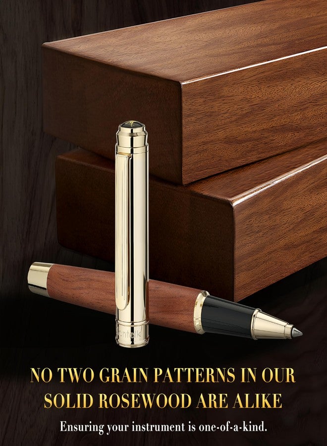 MCNTEIK 316 Luxury Journaling Pen, Nice Natural Wood for Writing, 24K Gold Accents, Schmidt refill, Fancy Rollerball, Gift Set for Men & Women, Executive & Professional Christmas Office, Pens-Rosewood - Image 5