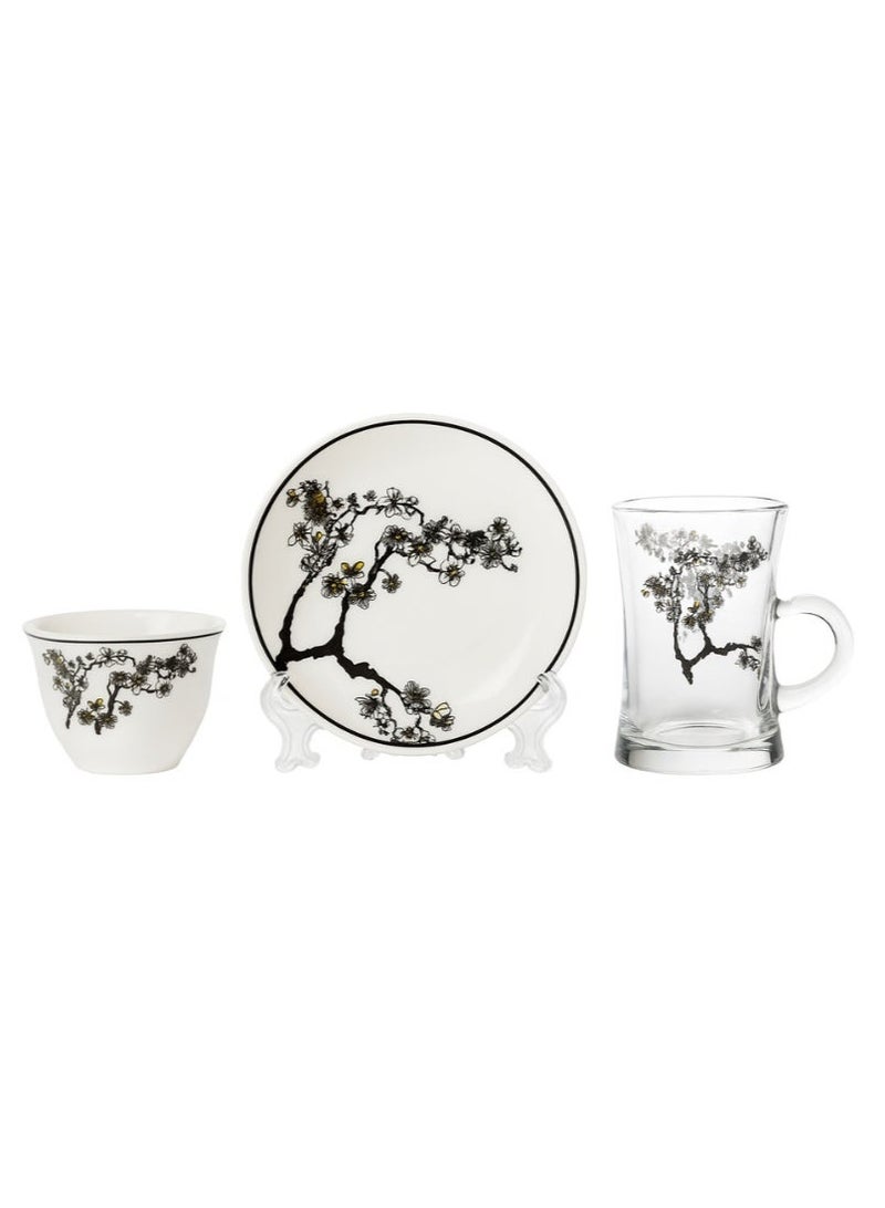 القناص طقم بيالات شاي كرستال + فناجين قهوة سرميك 36 قطعة مشجر موديل جديد جودة عالية - Image 2