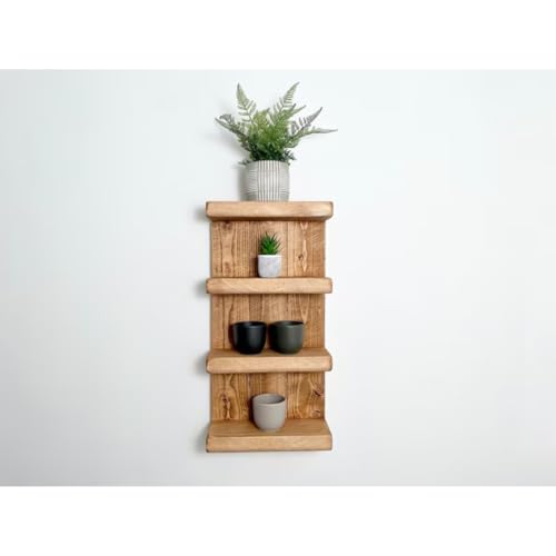 Crysellewoods Bathroom Rack/Wooden Wall Shelf,Shelves Rack for Bathroom/Kitchen Towel Holder Set of 2 Towel bar/Towel Rails Extra Space Rack for Bathroom/Kitchen (Natural) - Image 2