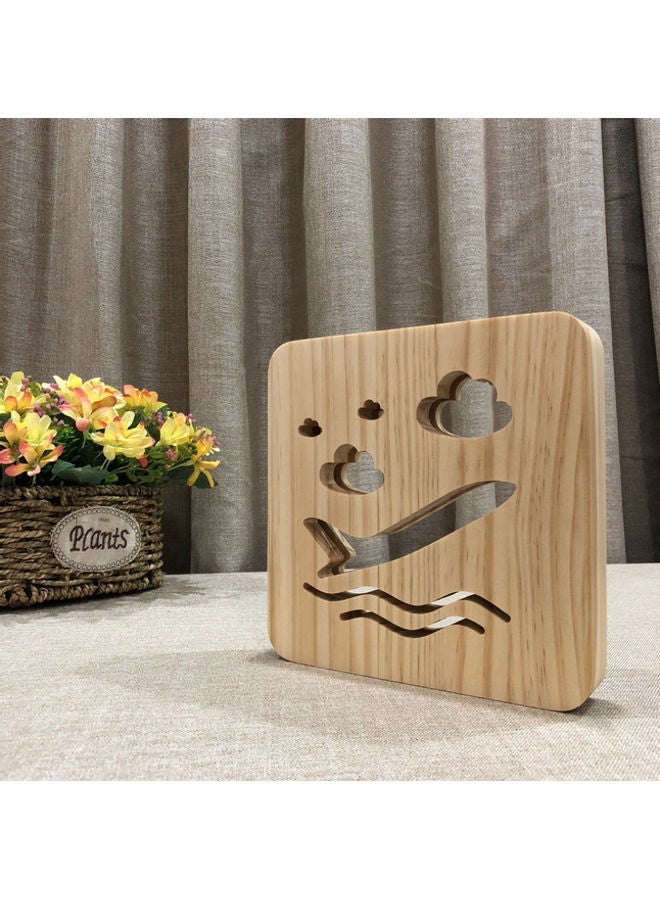 NIBEMINENT Wooden Creative Night Table Lamp Beige 19x19cm - Image 3