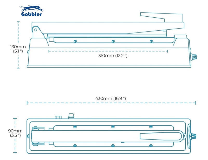 GOBBLER 12" Inch 300mm Impulse Sealer Electric Heat Sealing Machine for Plastic Bags - Durable Metal Body (PFS-300 MT) - Image 4