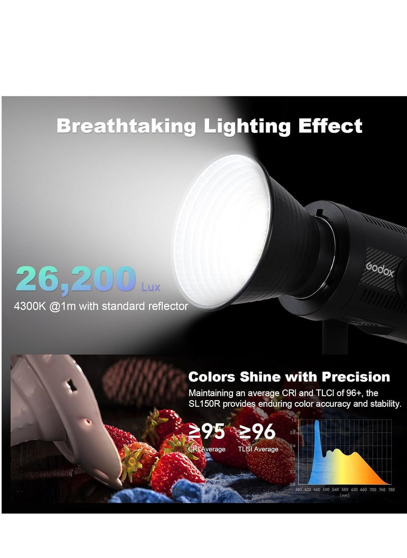SL150WIII-Bi LED Video Light Bowens Mount Daylight Balanced LED Continuous Video Light 160W 2800K-6500K Ultra Silent LED Photography Light with RC-A6 Remote(SL150WII Upgraded)