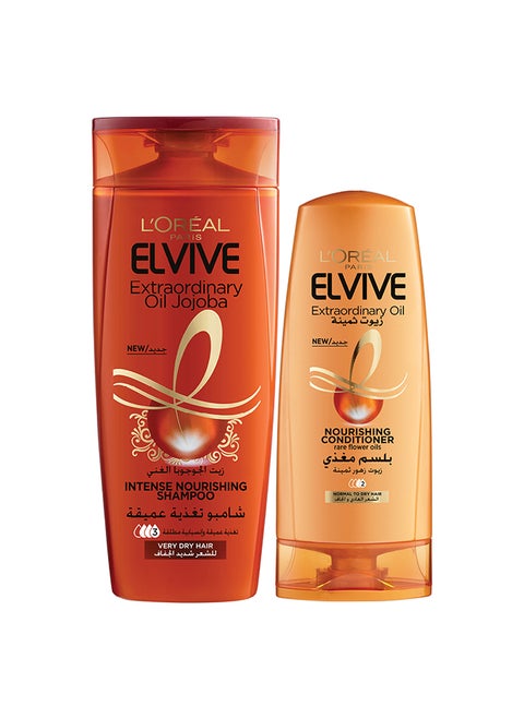 Elvive Extraordinary Oil Shampoo 400ml For Dry Hair And Conditioner 200ml For Normal To Dry Hair