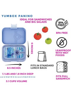 Yumbox Yumbox Panino Leakproof Bento Lunch Box Container for Kids & Adults (Hazy Blue (Panther Tray))  - Image 2