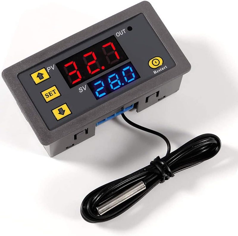Greluma 1 x Digital Temperature Controller AC 110V-220V 10A with NTC Probe 10K Waterproof, Heating Cooling Thermostat Sensor Switch Meter Range from -50°C to 110°C - Image 1