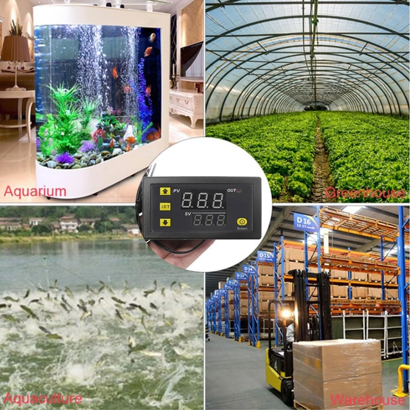 Greluma 1 x Digital Temperature Controller AC 110V-220V 10A with NTC Probe 10K Waterproof, Heating Cooling Thermostat Sensor Switch Meter Range from -50°C to 110°C - Image 5