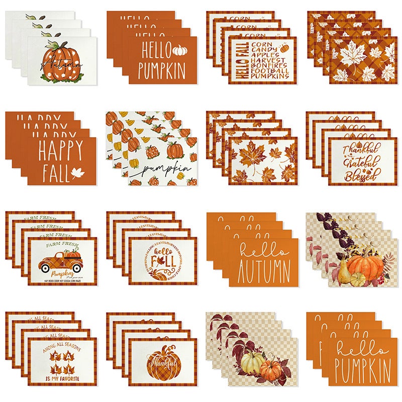 الخريف عيد الشكر Placemat اليقطين ورقة القيقب عباد الشمس طاولة مطبوعة منشفة معزولة حراريا غير انزلاق ديكور Placemat - Image 2