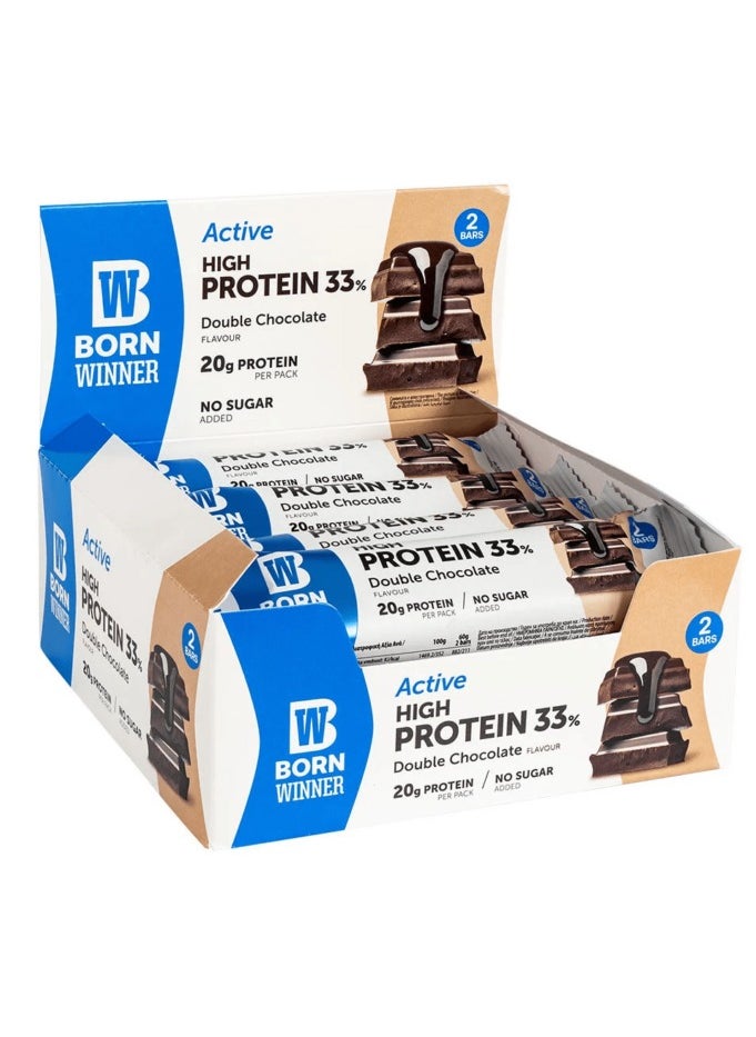 BORN WINNER Protein Bar Active - Double Chocolate - (12 pack)  - Image 1