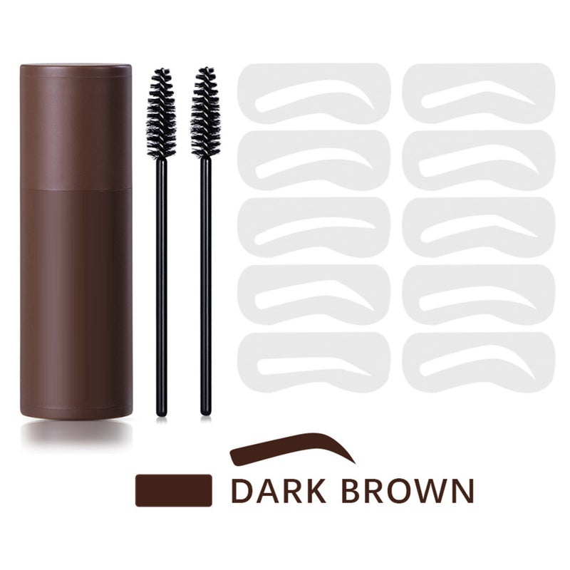 Eyebrow Stamp Kit 10 Stencils 2 Brushes Waterproof Sweatproof Lasting Eyebrow Makeup Powder Dark Brown - Image 5