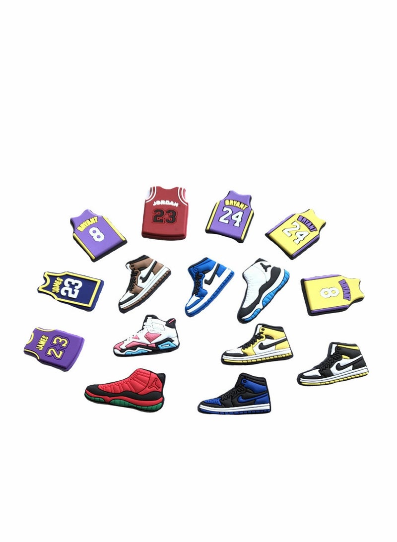 Excefore Shoes Decorations Crocs Charms Jibbitz, Sandals Buckle Wristband Bracelet PVC Basketball Charms Boys Girls Men Women Kid Adults Birthday Gifts Party Favor, 15 Pcs - Image 3