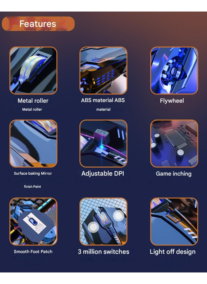 Wired mouse，Wired USB mechanical mouse, sound RGB light, mirror craftsmanship, light can be turned off, adjustable DPI, metal wheel, universal mouse for gaming, office, home, desktop and notebook