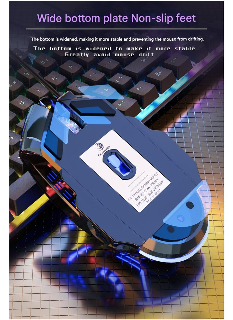 SKYLion Wired mouse，Wired USB mechanical mouse, sound RGB light, mirror craftsmanship, light can be turned off, adjustable DPI, metal wheel, universal mouse for gaming, office, home, desktop and notebook  - Image 3