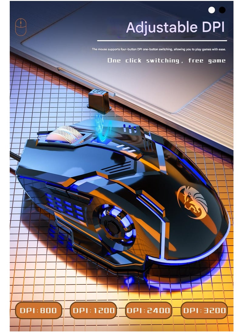 SKYLion Wired mouse，Wired USB mechanical mouse, sound RGB light, mirror craftsmanship, light can be turned off, adjustable DPI, metal wheel, universal mouse for gaming, office, home, desktop and notebook  - Image 4