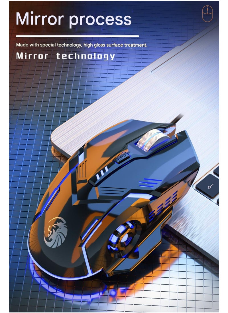 SKYLion Wired mouse，Wired USB mechanical mouse, sound RGB light, mirror craftsmanship, light can be turned off, adjustable DPI, metal wheel, universal mouse for gaming, office, home, desktop and notebook  - Image 5
