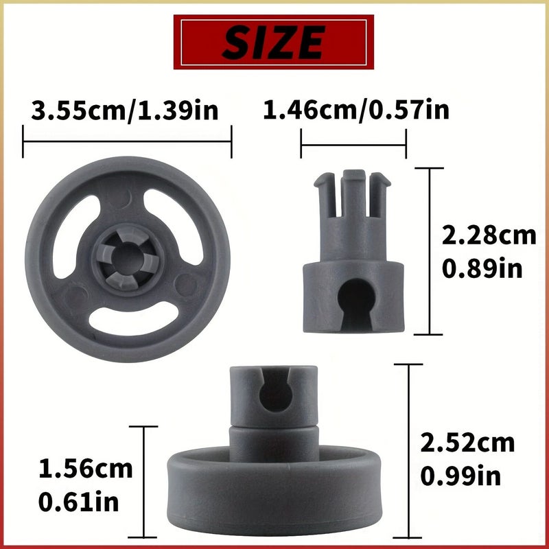 4 Pack Dishwasher Basket Bottom Rollers Wheels WD12X10231 1263942 - Image 2