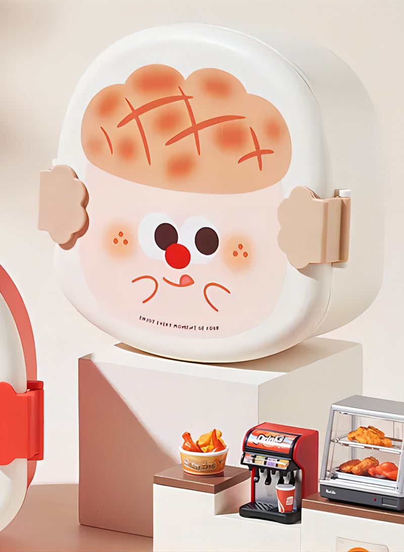 Bento Box, 3 Compartments 1000ml Lunch Box For Kids with Reusable Spoon and Fork, Leakproof Food Container for On the Go Meal  - Image 1