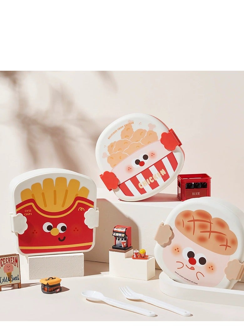 Bento Box, 3 Compartments 1000ml Lunch Box For Kids with Reusable Spoon and Fork, Leakproof Food Container for On the Go Meal  - Image 3